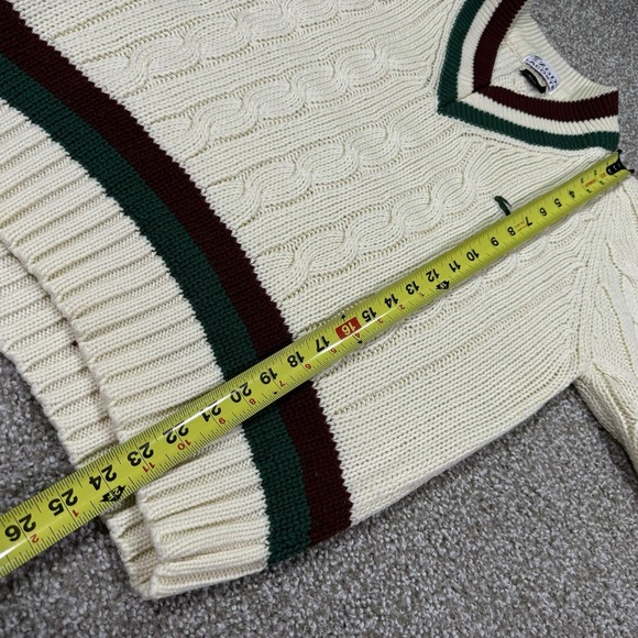 Vintage Izod Lacoste Sweater Mens Medium Cable Knit Tennis Pullover 80s Preppy - Picture 8 of 8